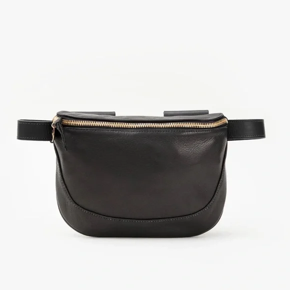 NWT CLARE V BLACK LEATHER FANNY PACK - Picture 1 of 12